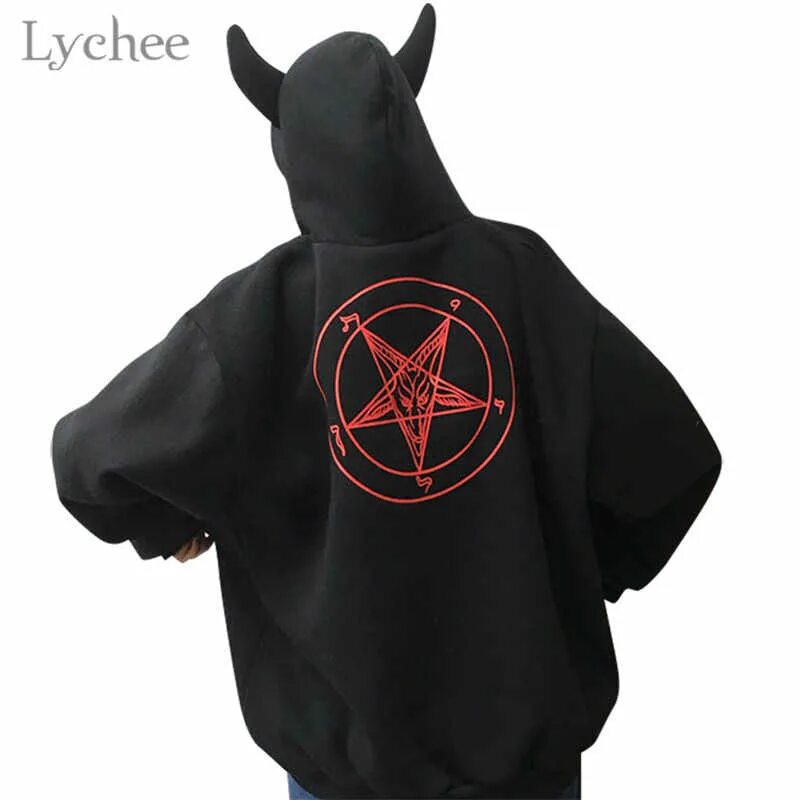 Harajuku devil кофта. худи с рогами. толстовка harajuku devil. толстовка с рожками дьявола. Harajuku толстовка женская панк.