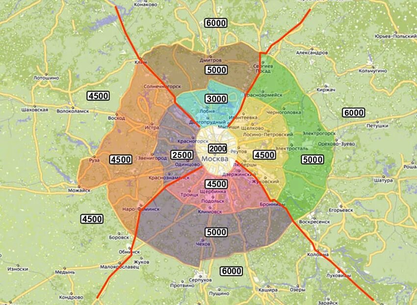 Районы восточного Подмосковья. Московская область компас