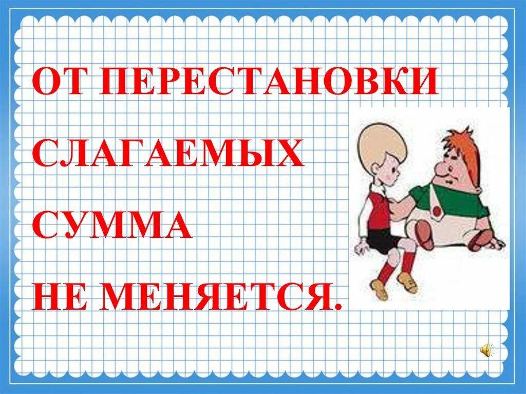 От суммы мест слагаемых сумма не меняется