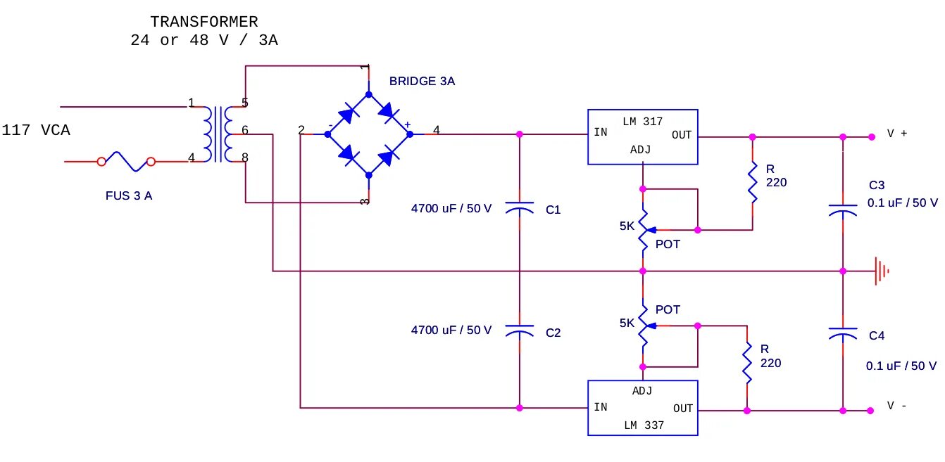Lm317t в двухполярном блоке питания. Двухполярный блок питания на lm317. 337 Стабилизатор схема включения. Двухполярный стабилизатор напряжения на lm317 и lm337