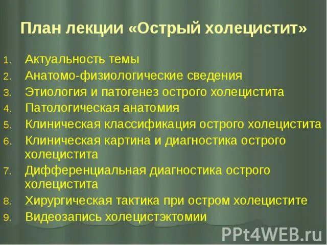 Острый холецистит тесты с ответами