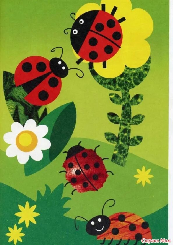 аппликация для дошкольников. аппликация божья коровка.