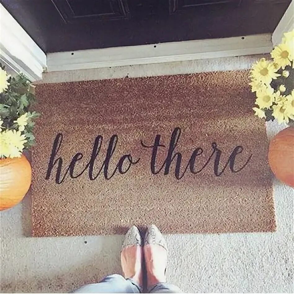 If there is a door. Коврик с надписью hello there. fall door mat decor. hello 32.