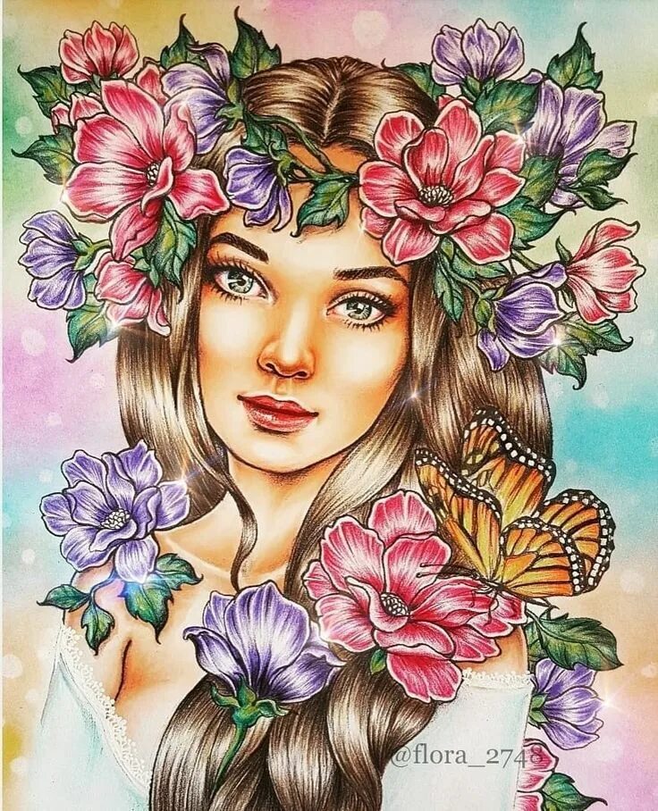 Рисуем девушку весну. Портрет весны. Рисунок девушки. Портрет весны. Рисуем девушку весну.