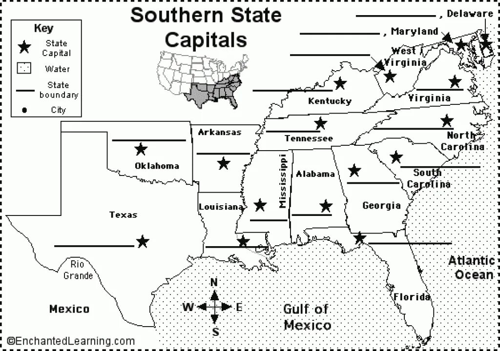 Capitals of West States. Southern States gf. Names of the Capitals the South (Southern States). With 120 State Capitals.