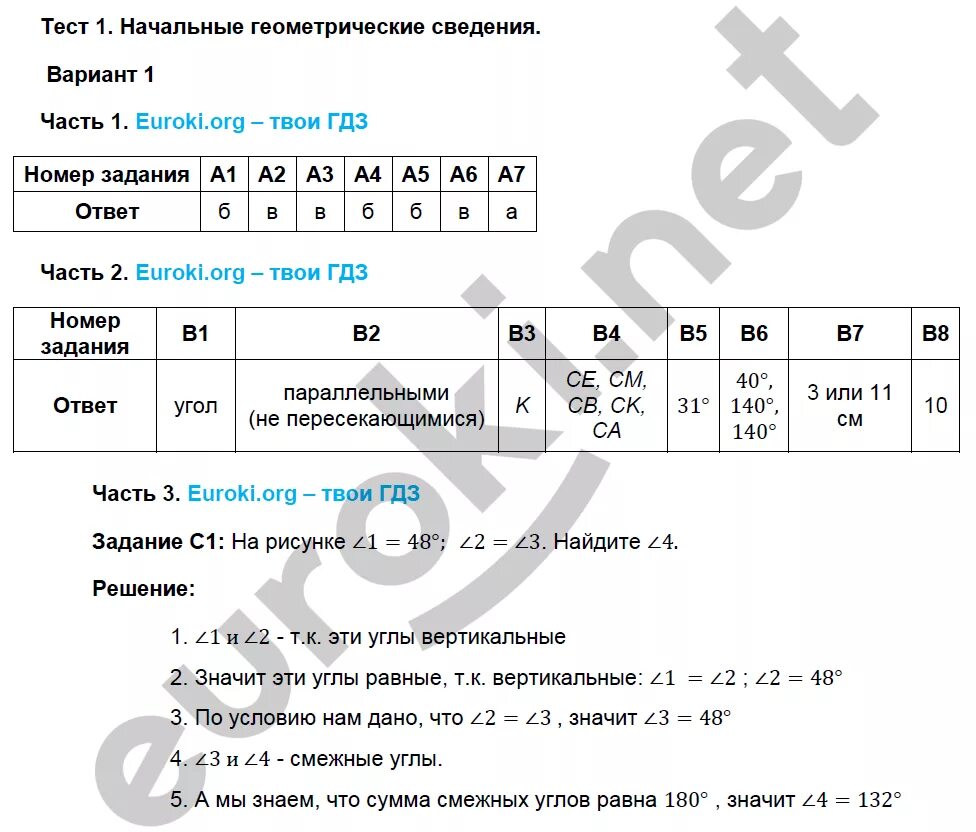 Начальные геометрические сведения 7 класс тест с ответами. Тест 1 начальные геометрические сведение. Тема 1 начальные геометрические сведения 7 класс 1 вариант ответы. Начальные геометрические сведения.