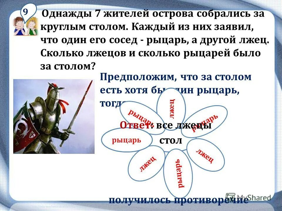 Презентация врун 2 класс школа россии. О рыцарях и лжецах. Задачи на тему Рыцари и лжецы. Задача про рыцарей и лжецов. Логическая задача про рыцарей и лжецов.