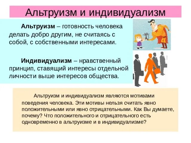 Альтруизм вопросы