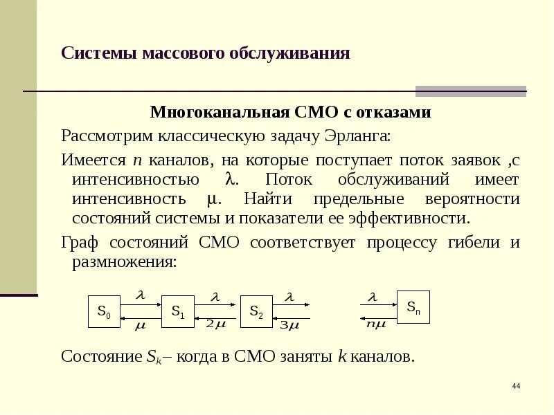 Смо 21. Предельные вероятности состояний смо. Задачи массового обслуживания. Схема смо с отказами. Интенсивность потока обслуживания формула.