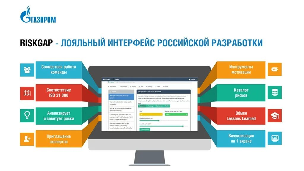 RISKGAP. Система управления проектами Интерфейс на русском.