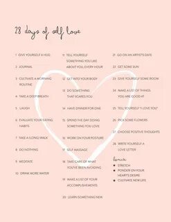 28 Days of Self Love Challenge Renaissante.com Self Esteem Worksheets, Stre...