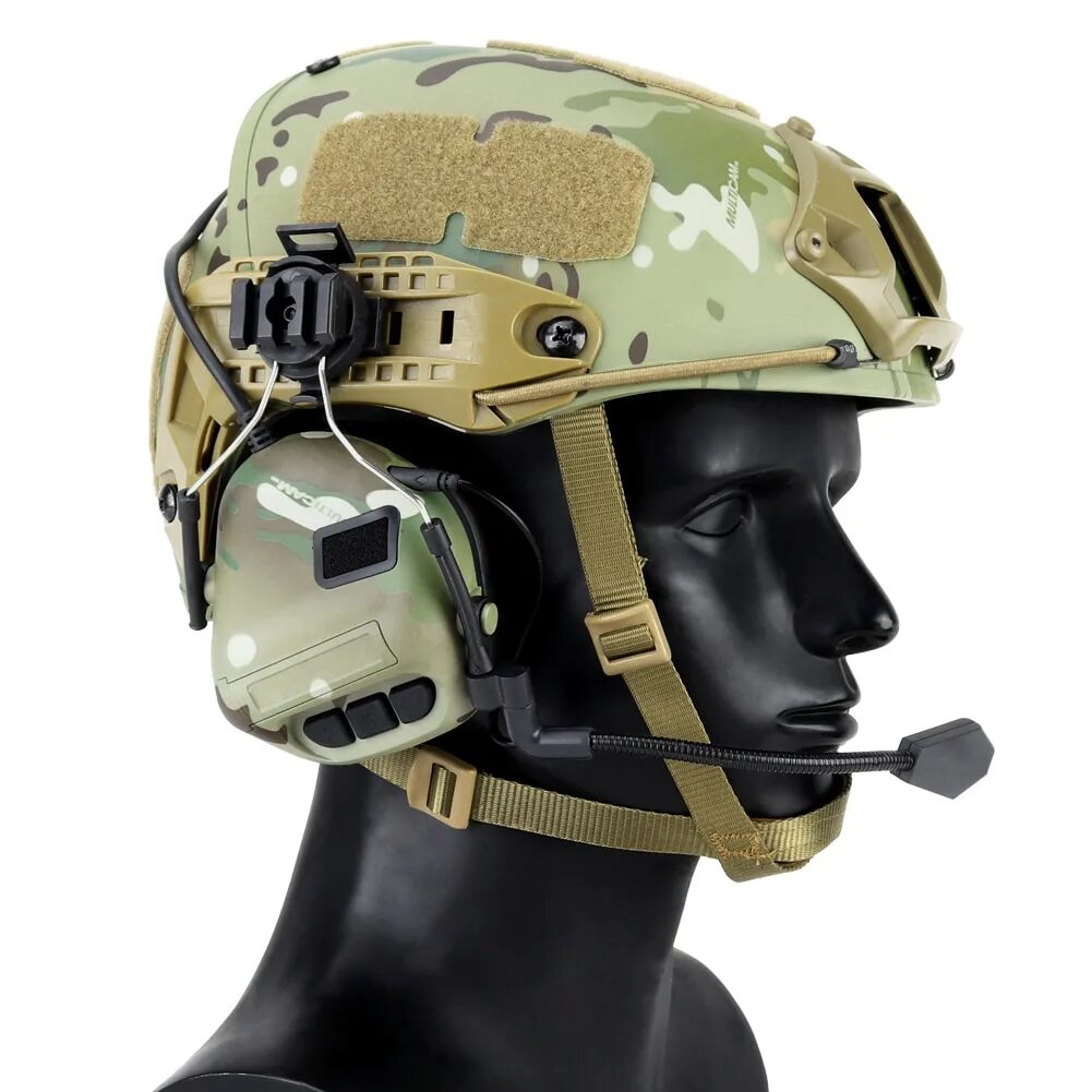 Гарнитура для страйкбола, тактическая, с адаптером fast Helmet. Тактические наушники на шлем. Тактический шлем с наушниками. Тактические наушники активные под шлем.