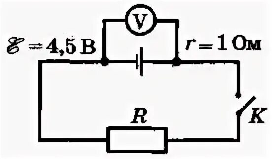 Вольтметр с большим внутренним сопротивлением. Напряжение вольтметра при замкнутом Ключе. Напряжение вольтметра при разомкнутой цепи. Внутреннее сопротивление вольтметра.