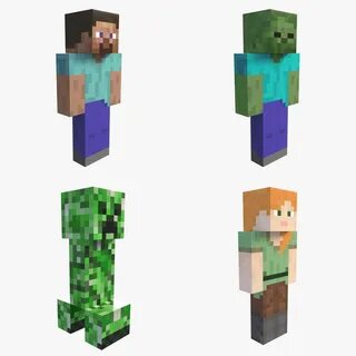 3d model minecraft character pack Minecraft characters, 3d model.