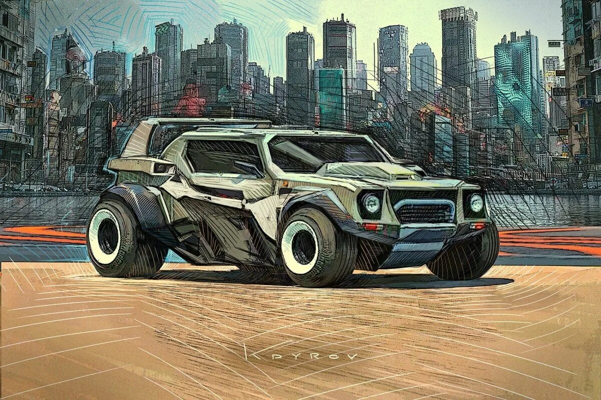 Тачки арты. Художник Данияр Кдыров. Lamborghini lm002 Art. Данияр Кдыров (Daniyar Kdyrov). Lamborghini lm002 Concept.