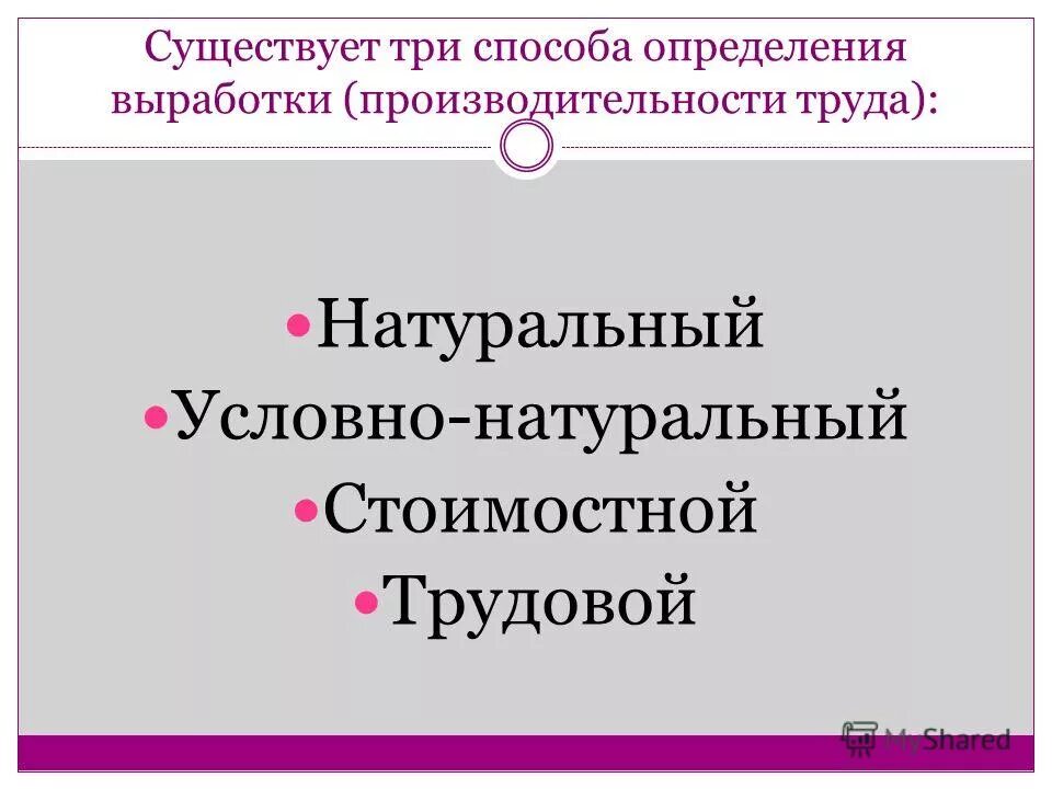 методы определения выработки