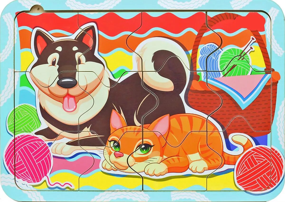 Кошка собака земля робот пазл мяч. Пазлы для малышей 12 деталей. пазл кошка и собака. пазл кошка для детей. деревянный пазл кошка.