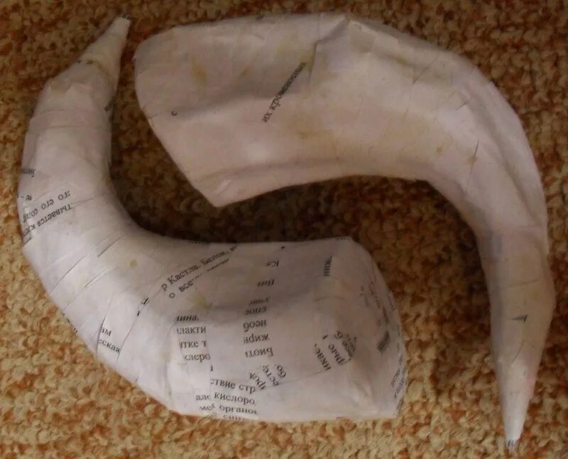 Как сделать рога из бумаги. Рога из папье маше. рога из бумаги. рога из картона. рожки из папье маше.