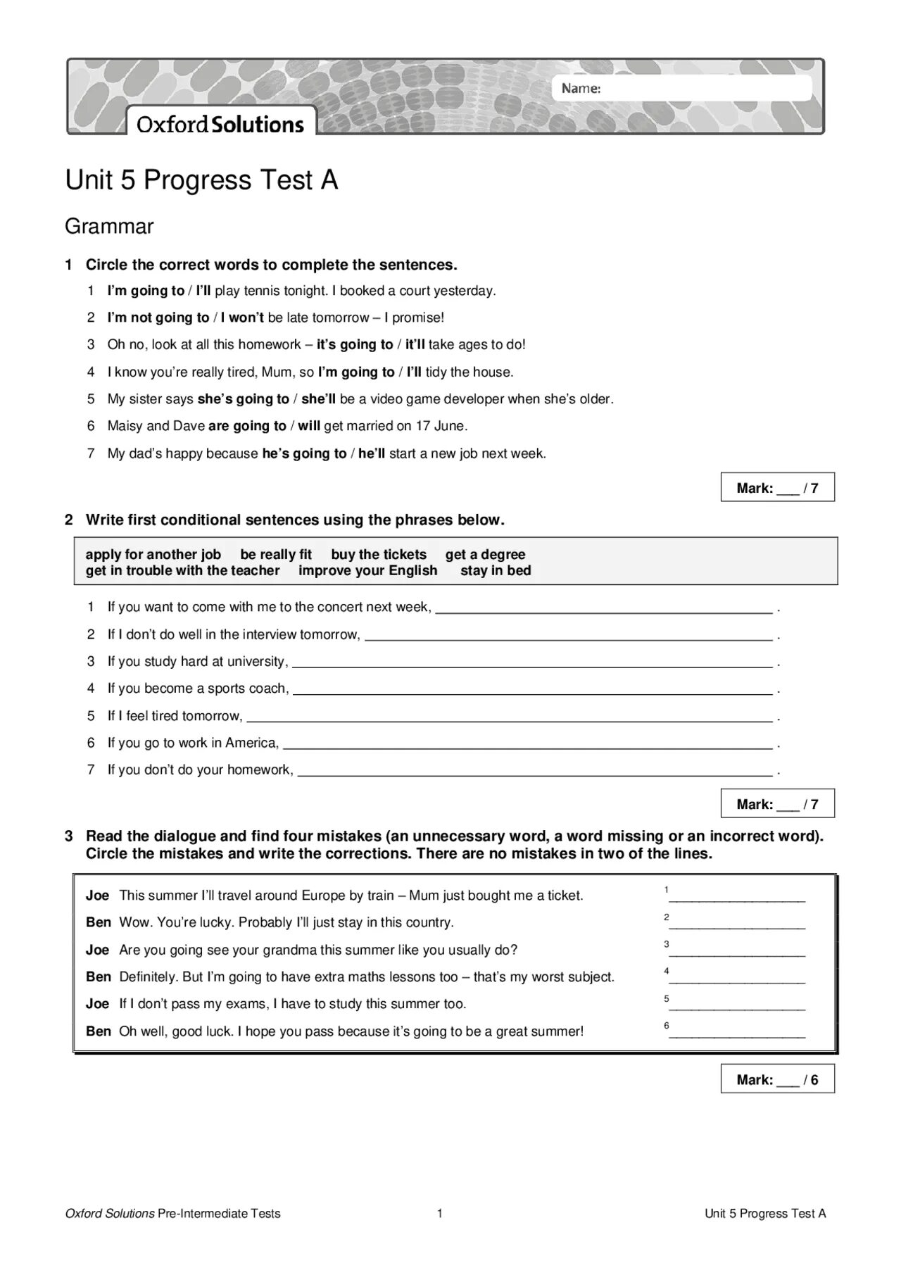 Unit 1 progress test a solutions. Unit 1 progress test a solutions