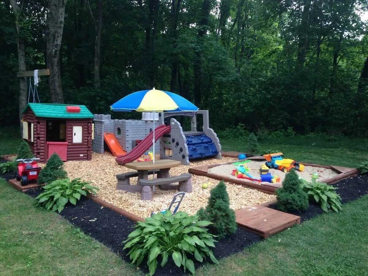Сделать площадку в саду. Детский уголок на участке. Идеи детских площадок на даче. Детская площадка для дачи. Идеи для детской площадки на даче.