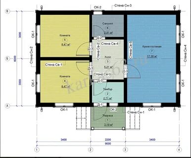 Планировка одноэтажного дома 6 на 9 метров