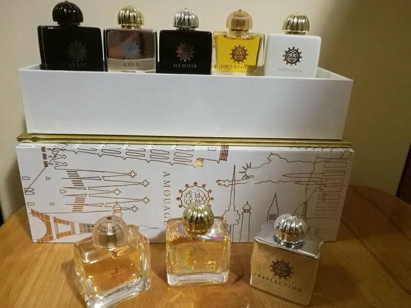 Набор духов оригинал. Amouage миниатюры. Туалетная вода Amouage Miniature. Amouage 6 флаконов. Amouage Винтаж 1998.