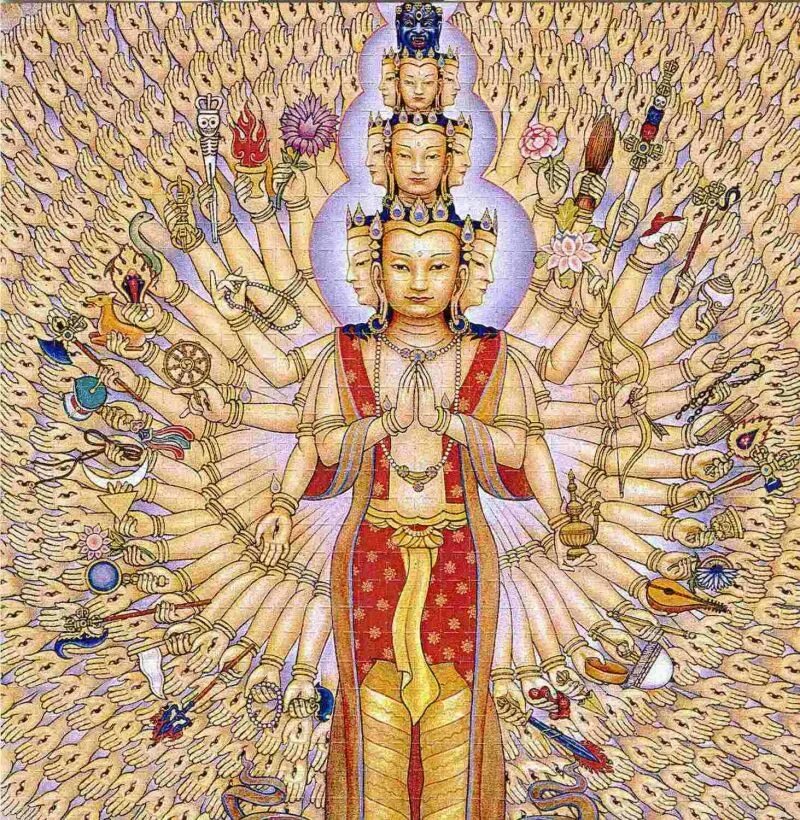 Найти пробужденных. Тысячерукая Авалокитешвара. Тысячерукая богиня Гуань Инь. Четырехрукий Будда Авалокитешвара. Тысячерукая Бодхисаттва.