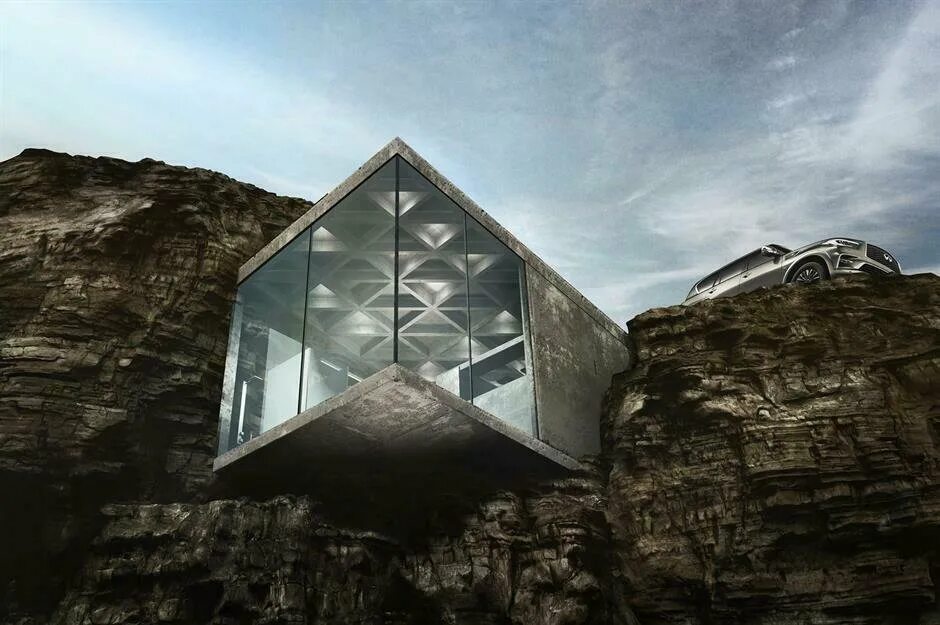Building and mountains