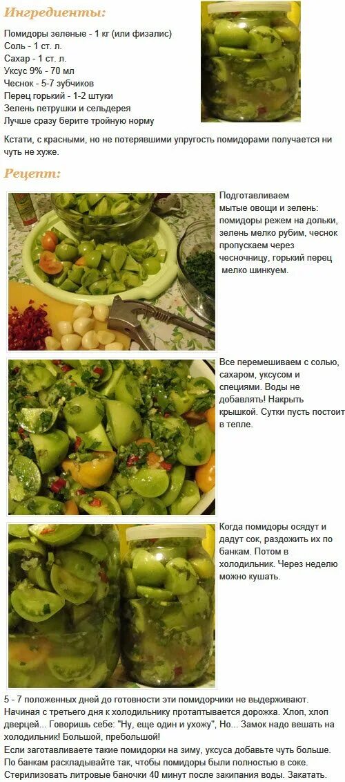 Рецепт зеленых помидор быстрого. Рецепт зеленых помидор быстрого