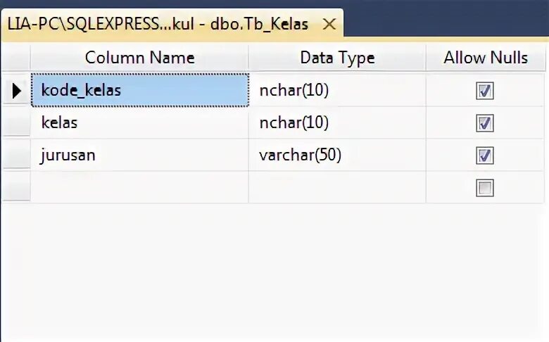 Nchar(10). Allow nulls