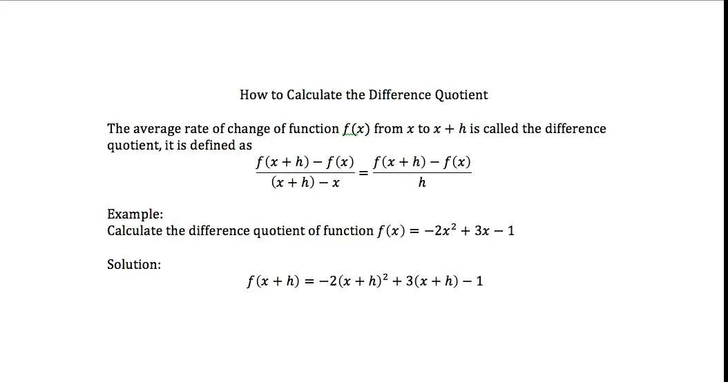 Calculating differences. Calculating differences