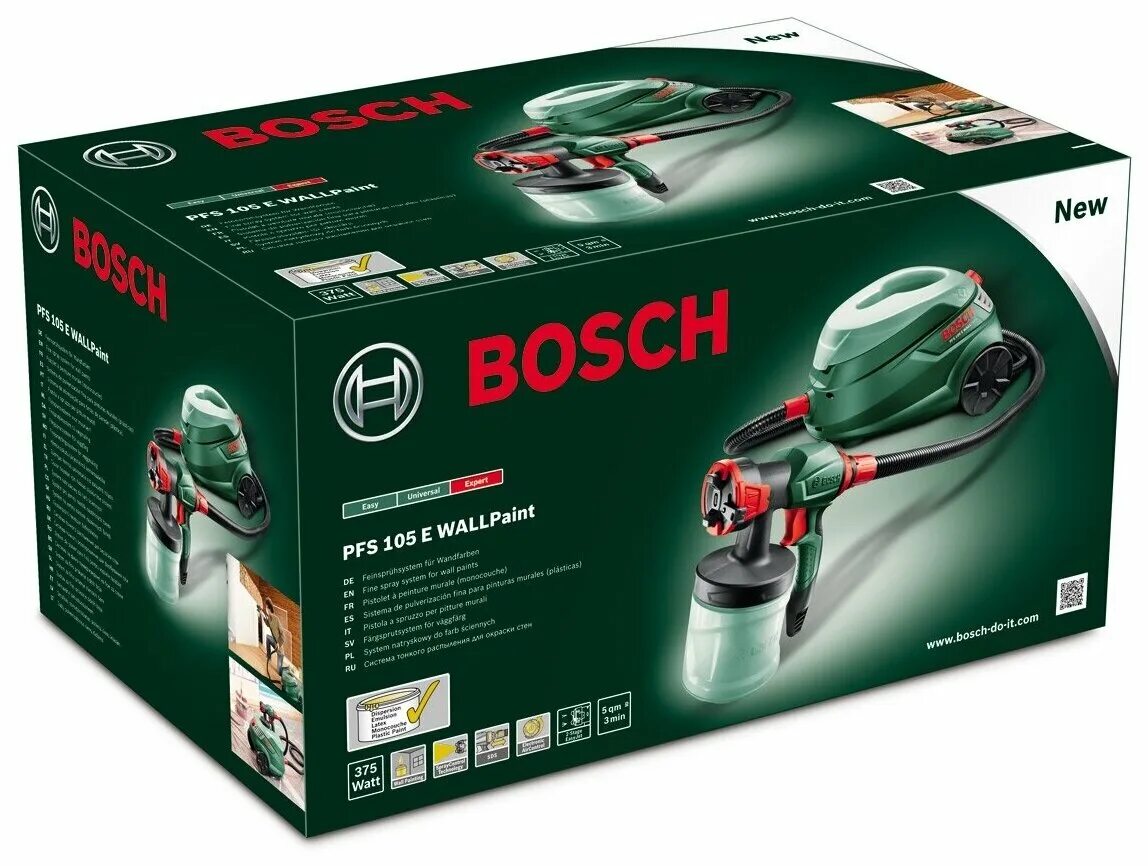 Купить краскопульт bosch. Краскопульт бош PFS 105e. Bosch PFS 105 E (0603206200). Краскораспылитель Bosch PFS 105 E. Сетевой краскопульт Bosch PFS 105 E 0.603.206.200.