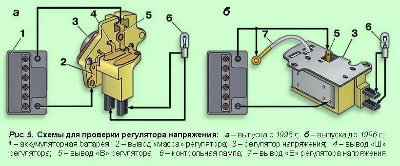 Как проверить регулятор напряжения ваз. Схема проверки регулятора напряжения генератора ВАЗ 2107. Реле регулятор напряжения генератора ВАЗ 2107 мультиметром. Схема реле регулятора ВАЗ 2109. Схема проверки реле регулятора генератора иномарок.