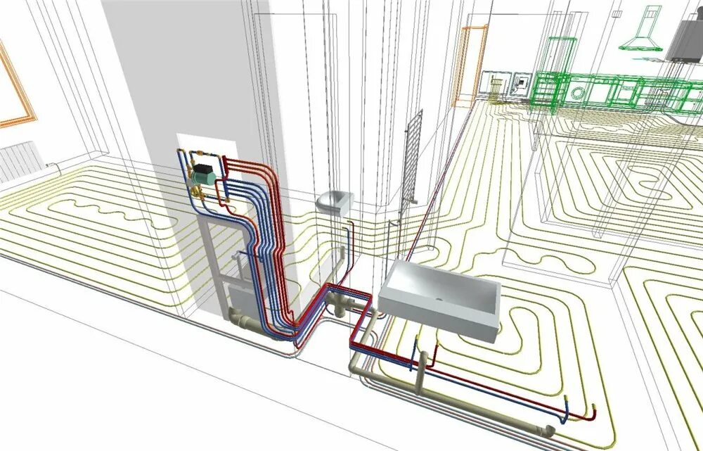 Тёплый пол водяной. Проектирование теплого водяного пола. Система укладки теплого пола водяного. Система отопления тёплого водяного пола. Водяное отопление пола.