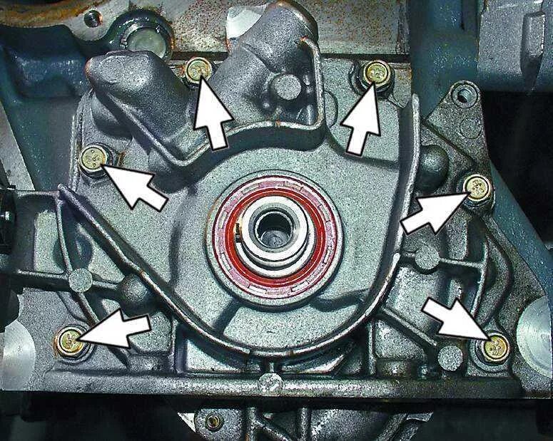 Масляный насос 2115. ВАЗ 2115 1.5 боковая крышка распредвала. Сальник масляного насоса ВАЗ 2115. Болты маслонасоса ВАЗ 2110 16v. ГРМ ВАЗ 2108 масляный насос.