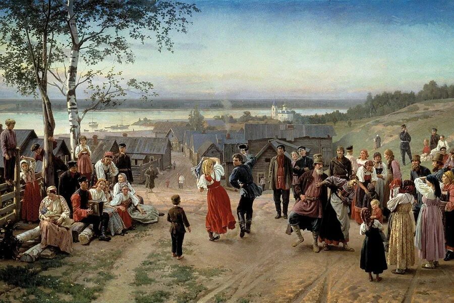 Николай Дмитриев-Оренбургский (1837-1898).. Николай Дмитриевич Дмитриев-Оренбургский. Художник Дмитриев-Оренбургский Николай Дмитриевич. Николай Дмитриевич Дмитриев-Оренбургский, &quot;воскресенье в деревне&quot;, 1884