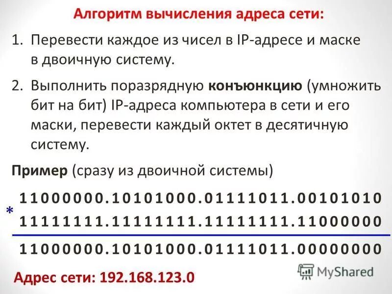 Запишите в тетради 32 битовый ip адрес