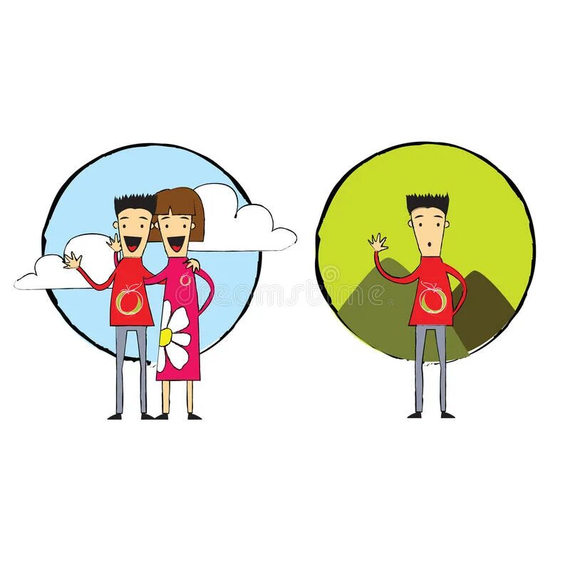 Single cartoon. A woman and a boy see a Bug PNG.