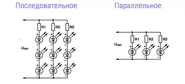 Светодиоды параллельно. Последовательное и параллельное подключение светодиодов схема. Схема диод резистор параллельное соединение. Схема параллельного подключения светодиодов. Последовательное и параллельное соединение светодиодов схема.