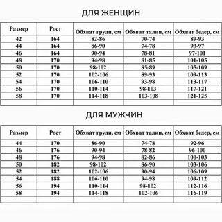 Размеры одел