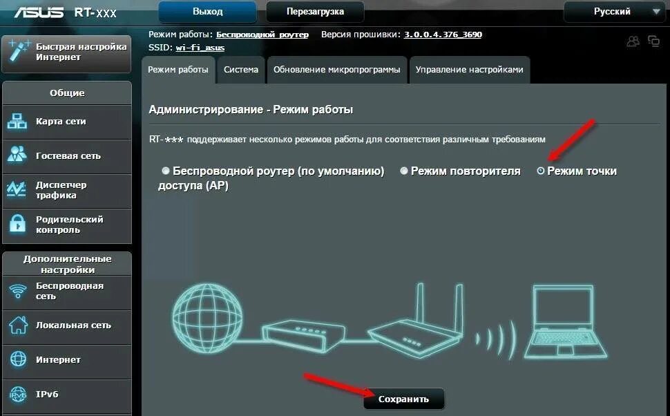 Роутер отключает сеть. Роутер в режиме точки доступа. роутер асус. как с телефона раздать интернет на маршрутизатор. точка доступа wi fi asus.