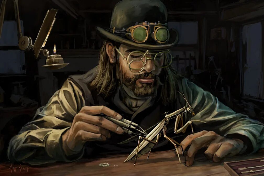 Велунд – бог-кузнец. Безумный ремесленник. Алхимик дварф фэнтези арт. Часовщик стимпанк арт. Безумный ремесленник.