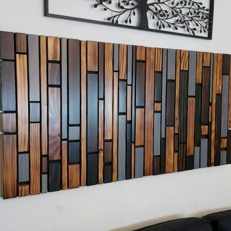 Панель из деревянных реек. Отделка стен декоративными рейками. Реечные перегородки баффели. Декор из мдф. Мдф панель "вертикальные рейки" h2530.