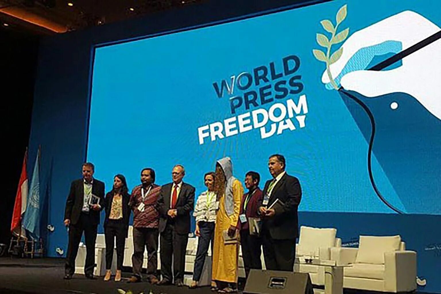 Freedom Day 2021. World Press Freedom Day poster. Region host