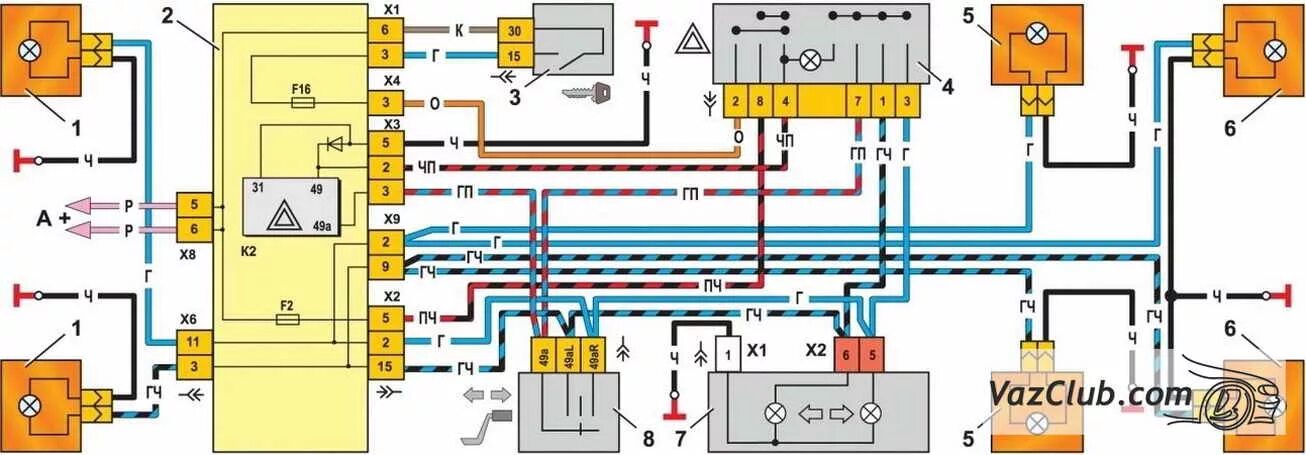 Схема указателей поворотов ВАЗ 2114. Электросхема аварийной сигнализации ВАЗ 2115. Схема включения указателей поворота и аварийной сигнализации ВАЗ 2115. Схема поворотников ВАЗ 2115. Подключение поворотников ваз