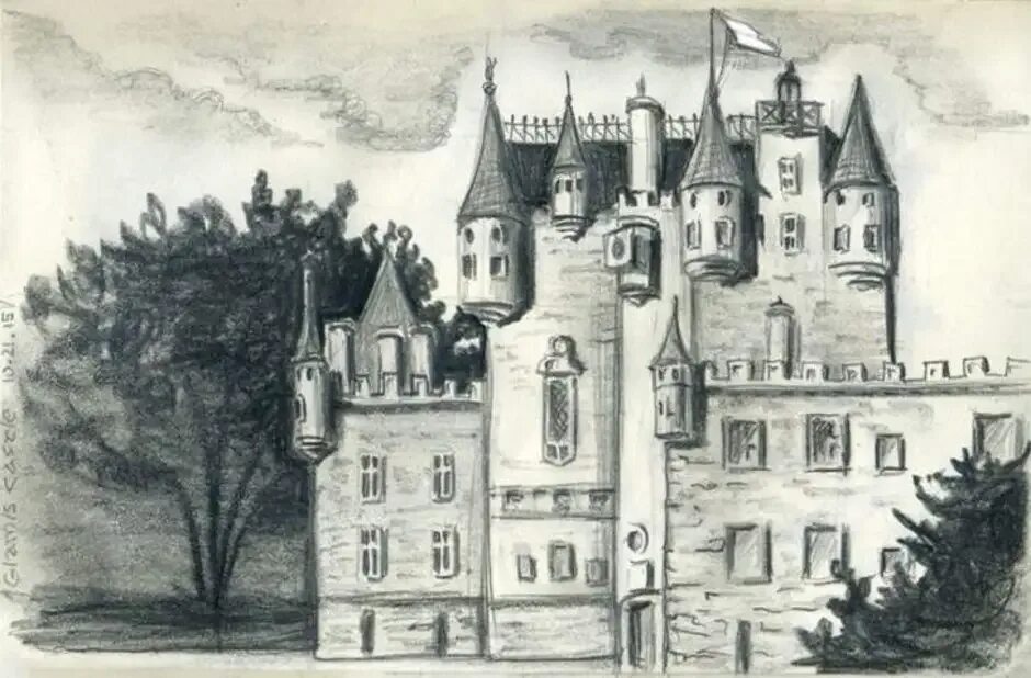 Замок 7 класс. Замок в графике. Замок рисунок. Замок рисунок карандашом. Дворец карандашом.