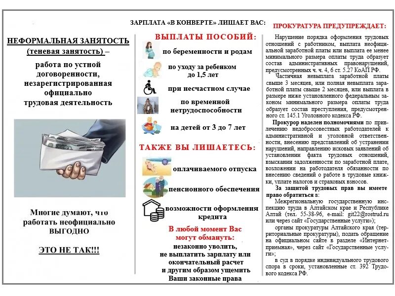Выплаты официально трудоустроенным