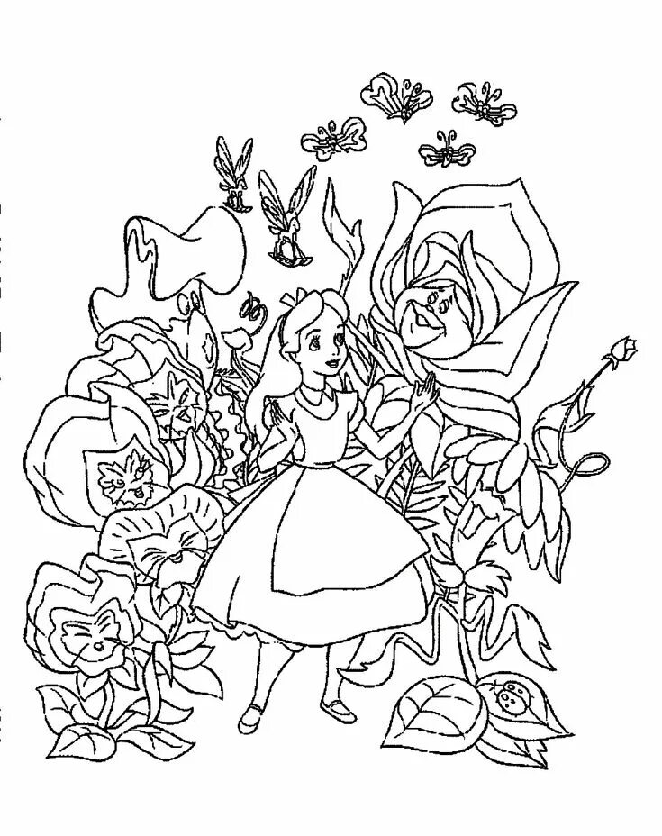 Алиса раскраска для детей распечатать Pin by Izo Klinal on Алиса Alice in wonderland illustrations, Cartoon coloring p