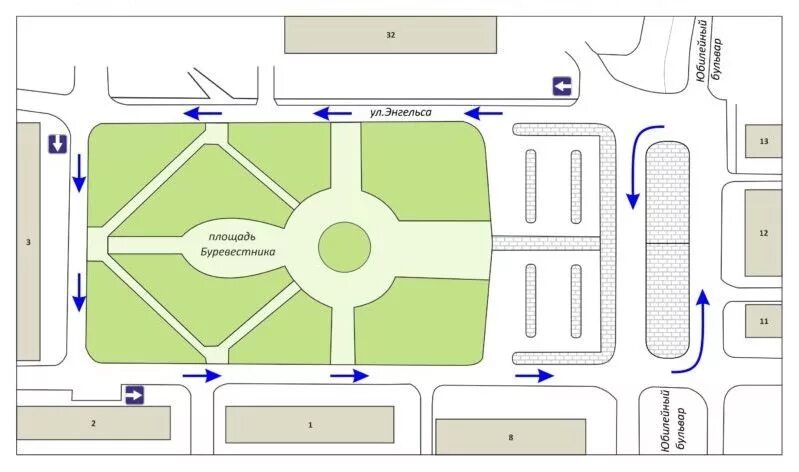 Схема кругового движения.Нижний Новгород. Организация движения на бульваре. Площадь Буревестника Нижний Новгород Сормово. Схема дорожного движения Нижний Новгород. Кольцевая одностороннее