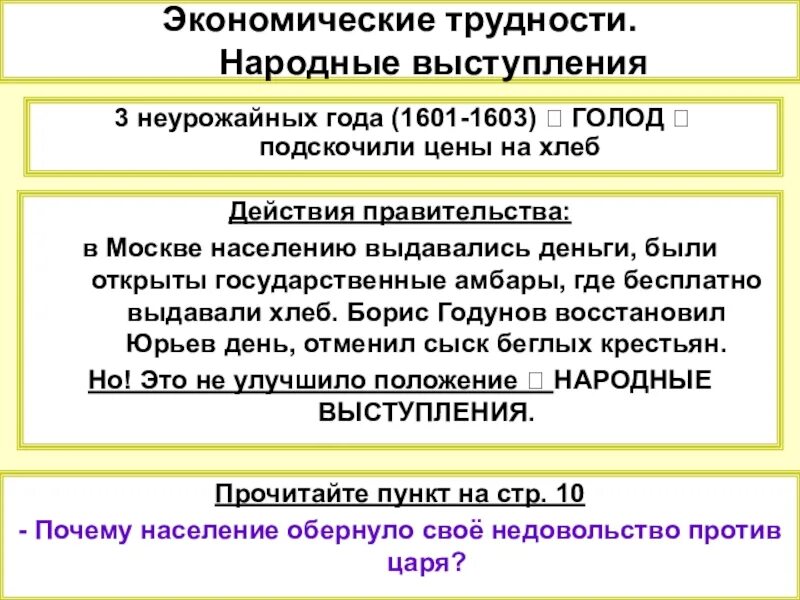 Как поступило правительство годунова в неурожайные годы